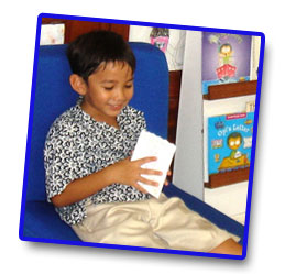 Reading in the Kindergarden class at Ladybird Preschool in Jakarta